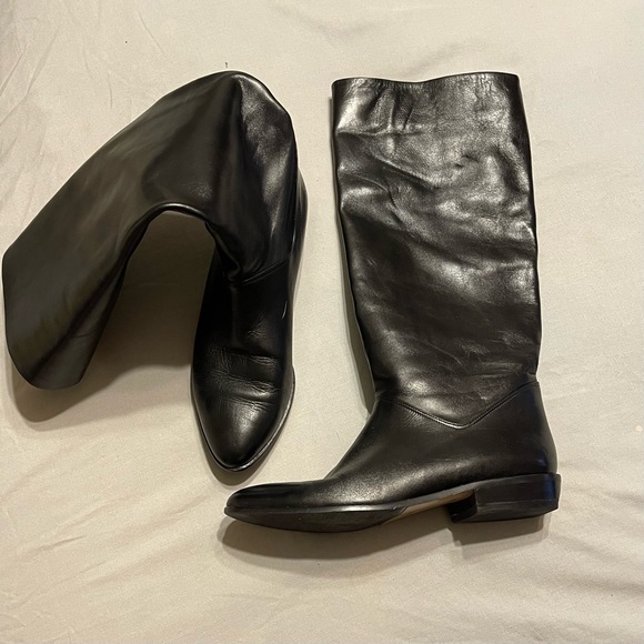 Made in Italy black leather riding boots. Size 9 - Picture 2 of 4